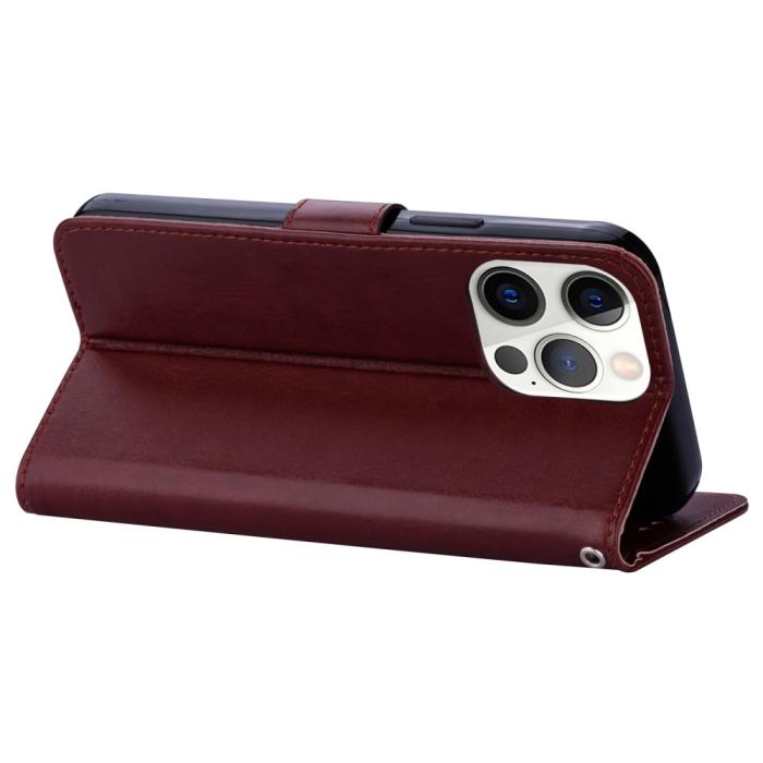 Bild 5, iPhone 13 Pro Max Fodral Crazy Horse Läder Brun