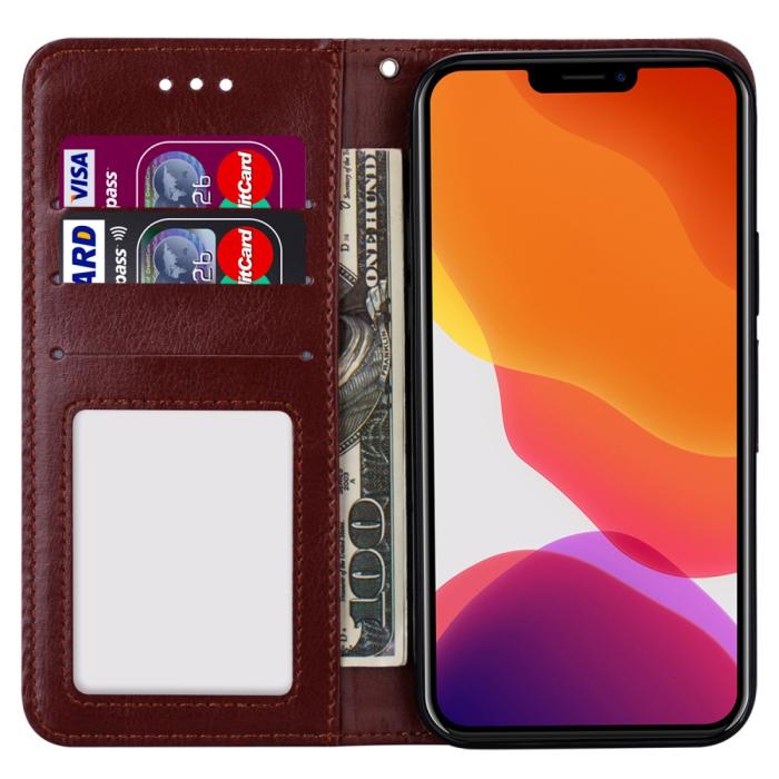 Bild 6, iPhone 13 Pro Max Fodral Crazy Horse Läder Brun