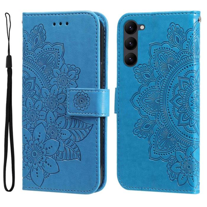 Bild 1, Samsung Galaxy S23 Fodral Mandala Läder Blå