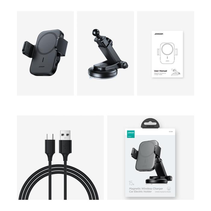 Bild 6, Joyroom 15W MagSafe Qi Laddare För Instrumentpanel Svart