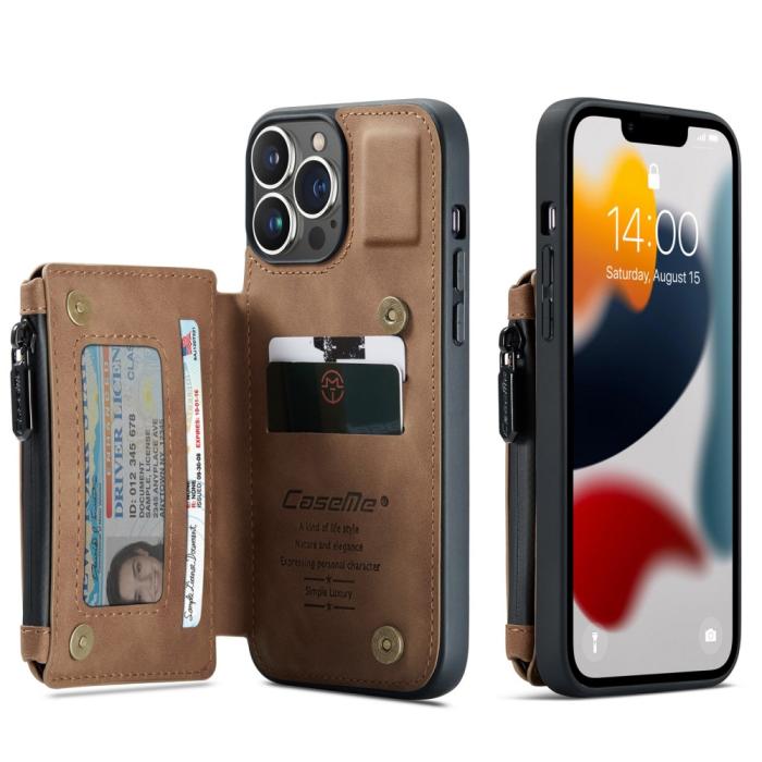Bild 1, CASEME iPhone 13 Pro Max Skal Med Magnetisk Plånbok Brun