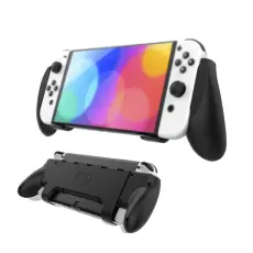 Nintendo Switch OLED Skal Comfort Grip Med St&auml;ll Svart