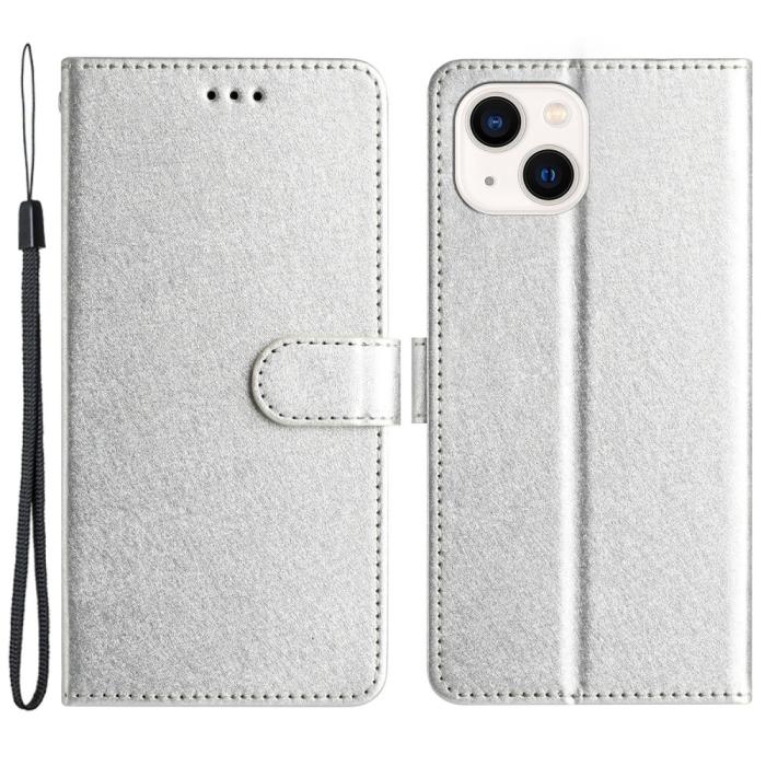 Bild 1, iPhone 15 Plus Fodral Silk Textur Med Snodd Silver