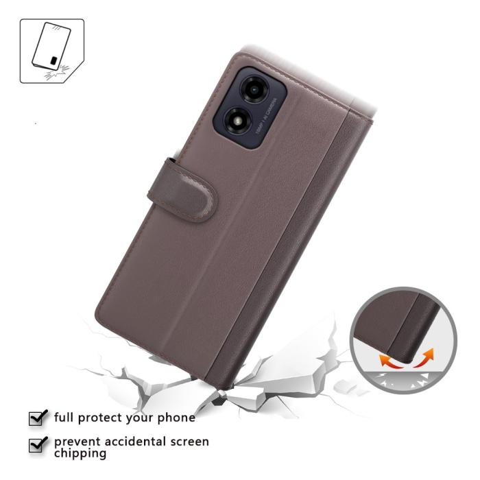 Bild 4, Motorola Moto G04 4G/G24 4G Äkta Läder Fodral Brun