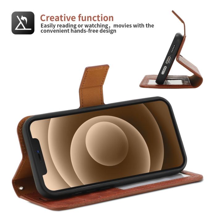 Bild 3, iPhone 15 Plus 2in1 Magnet Fodral Crazy Horse Brun