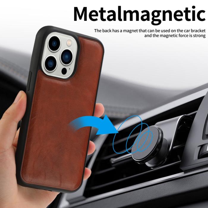 Bild 6, iPhone 15 Plus 2in1 Magnet Fodral Crazy Horse Brun