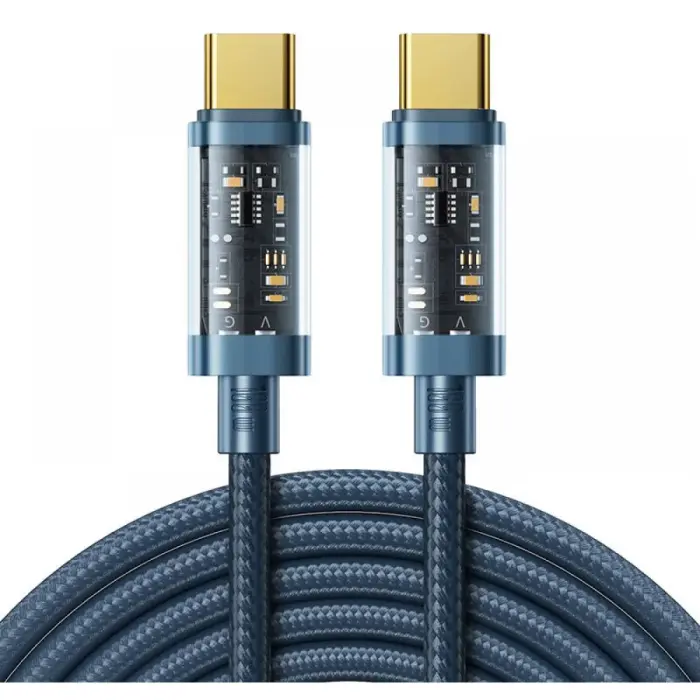 Bild 1, Joyroom 1.2m 100W USB-C / USB-C Nylonkabel Blå