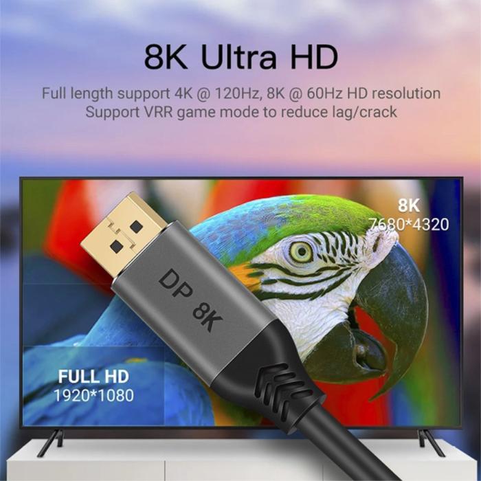 Bild 6, DisplayPort 1.4 Hane - DisplayPort 1.4 Hane 8K 60Hz 5m Kabel Svart