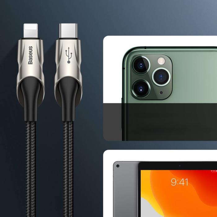 Bild 4, Baseus 1m 18W PD Lightning - USB-C Med LED - Svart