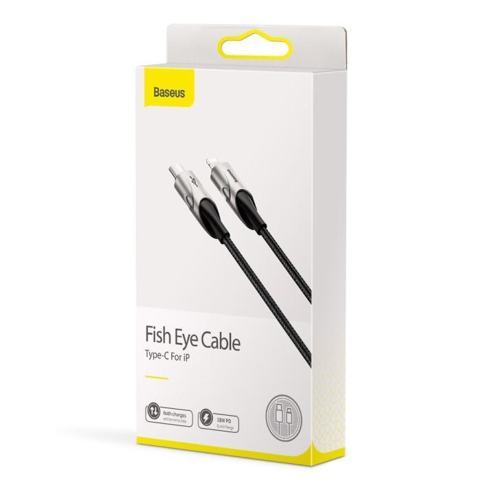 Bild 5, Baseus 1m 18W PD Lightning - USB-C Med LED - Svart
