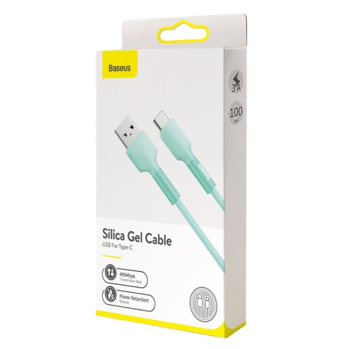 Bild 4, Baseus Silica Gel 1m 3A USB-C Kabel - Grön