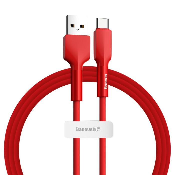 Bild 1, Baseus Silica Gel 1m 3A USB-C Kabel - Röd