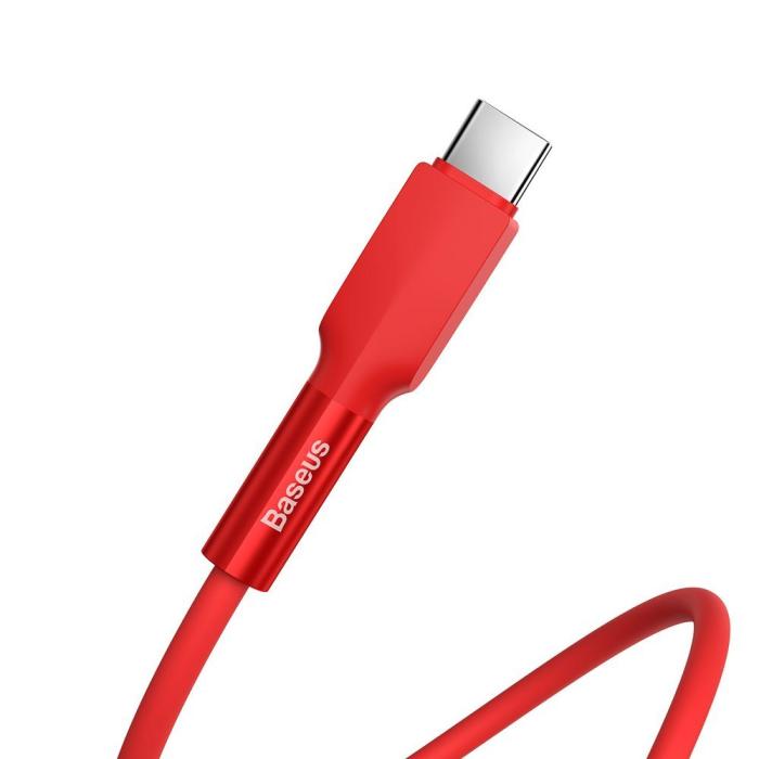 Bild 2, Baseus Silica Gel 1m 3A USB-C Kabel - Röd