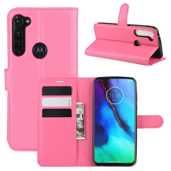 Bild 2, Motorola Moto G Pro - Litchi Plånboksfodral - Rosa