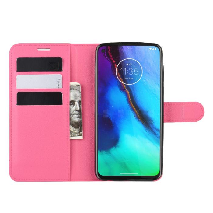 Bild 5, Motorola Moto G Pro - Litchi Plånboksfodral - Rosa