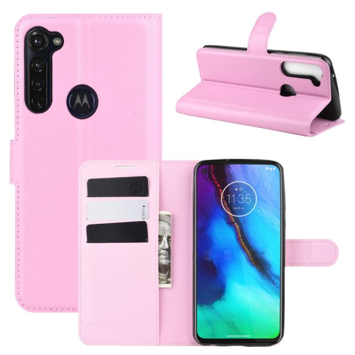Bild 2, Motorola Moto G Pro - Litchi Plånboksfodral - Ljus Rosa