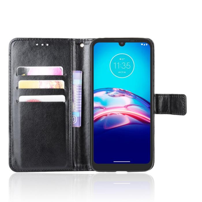 Bild 5, Motorola Moto E6s (2020) - Crazy Horse Plånboksfodral - Svart
