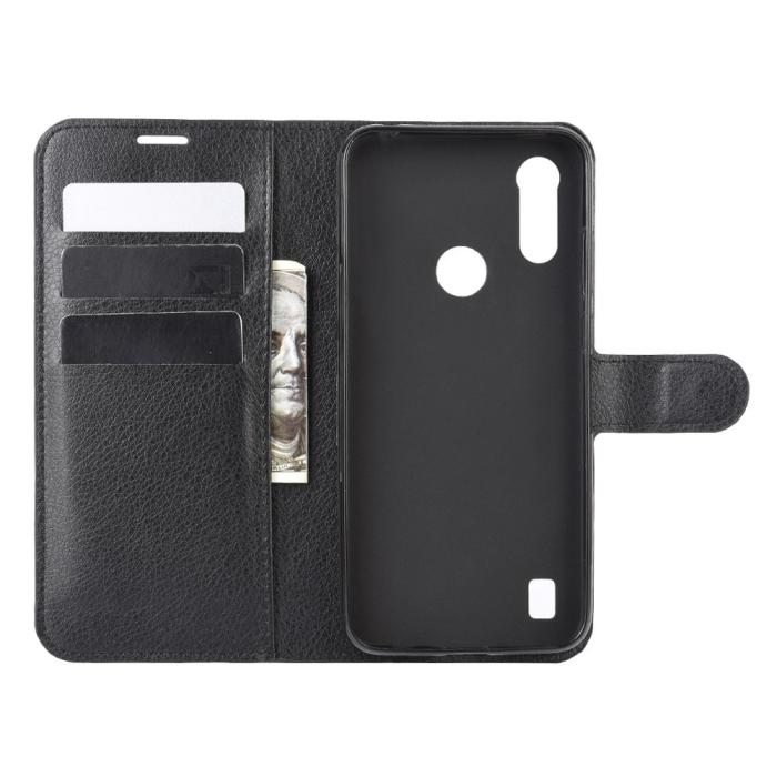 Bild 3, Motorola Moto E6s (2020) - Litchi Plånboksfodral - Svart