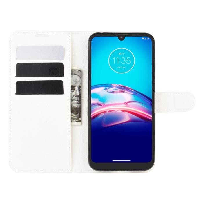 Bild 4, Motorola Moto E6s (2020) - Litchi Plånboksfodral - Vit