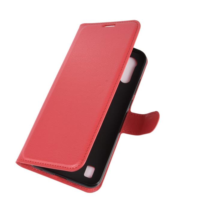 Bild 2, Motorola Moto E6s (2020) - Litchi Plånboksfodral - Röd