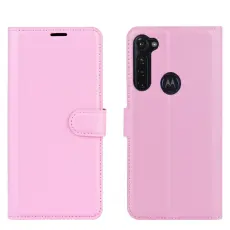 Motorola Moto G Pro - Litchi Pl&aring;nboksfodral - Ljus Rosa