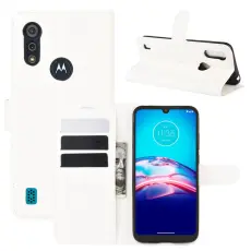 Motorola Moto E6s (2020) - Litchi Pl&aring;nboksfodral - Vit