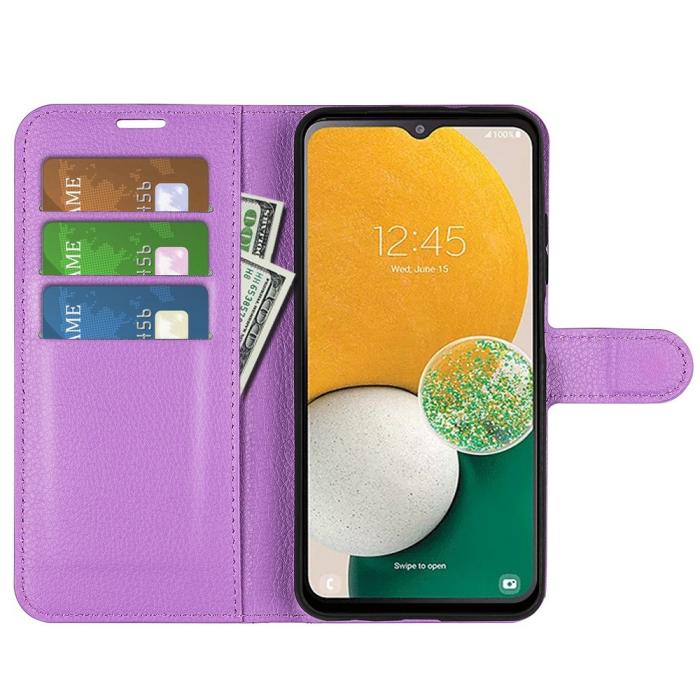 Bild 2, Samsung Galaxy A14 4G/5G Fodral Litchi Läder Lila
