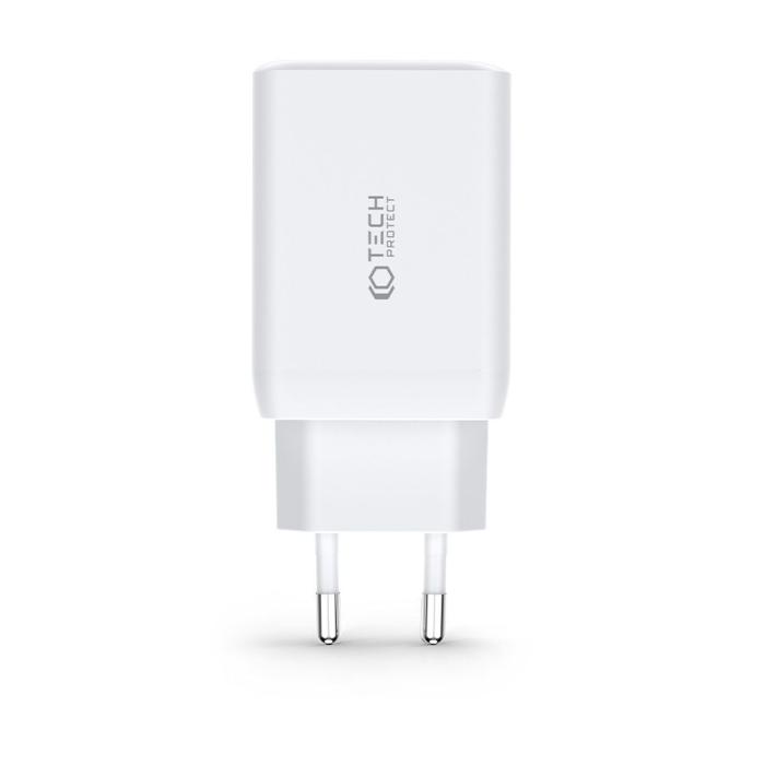 Bild 2, Tech-Protect 65W PD/QC Väggladdare 2x USB-C 1x USB-A Vit