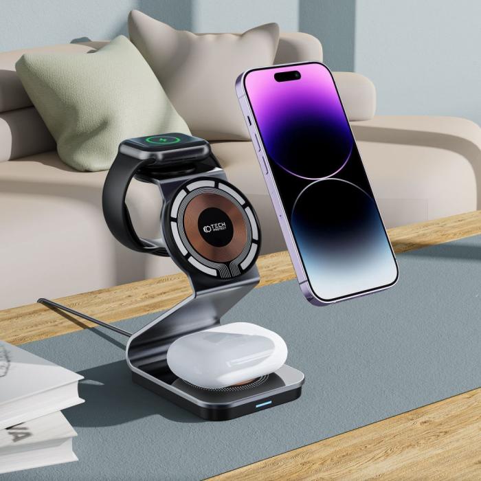 Bild 6, Tech-Protect 15W 3in1 Magnetisk MagSafe Laddare Svart