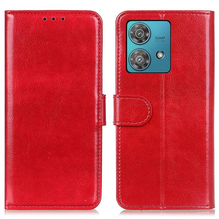 Bild 1, Motorola Edge 40 Neo 5G Fodral Crazy Horse Läder Röd
