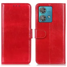 Motorola Edge 40 Neo 5G Fodral Crazy Horse L&auml;der R&ouml;d