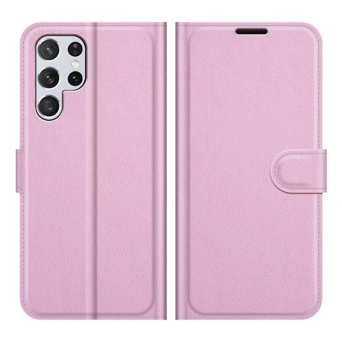 Bild 1, Samsung Galaxy S22 Ultra Fodral Litchi Läder Ljus Rosa