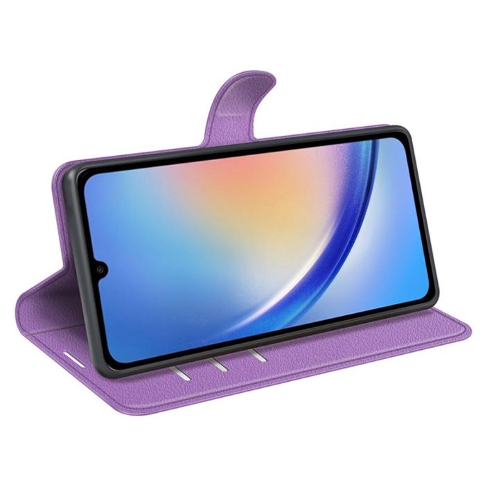 Bild 3, Samsung Galaxy A35 5G Fodral Läder Litchi Lila