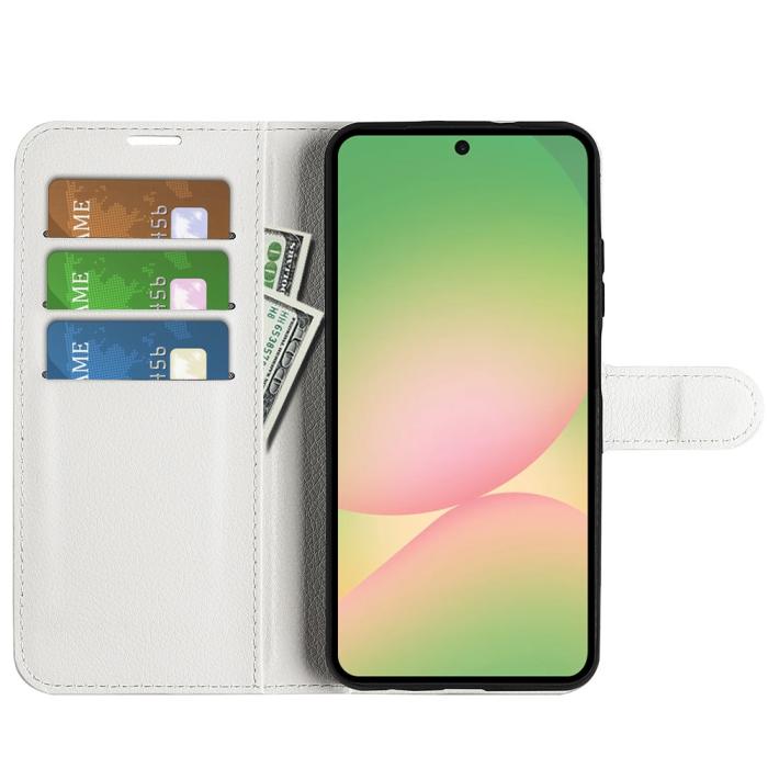 Bild 2, Samsung Galaxy A57 5G Fodral Litchi Läder Vit