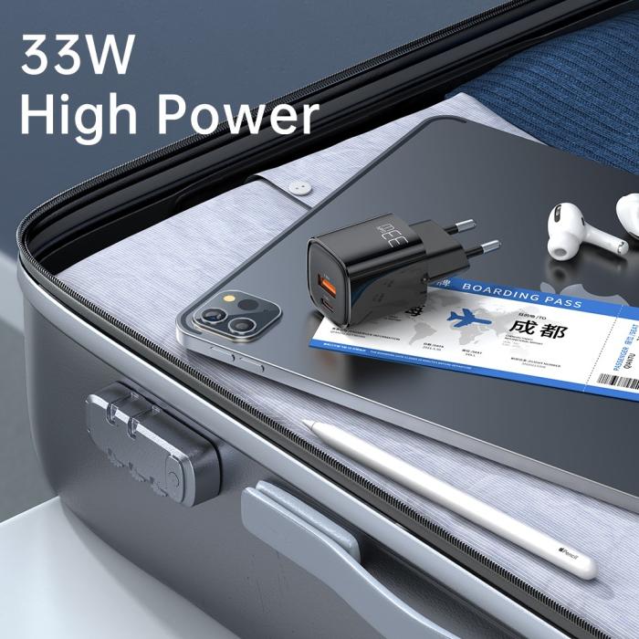 Bild 5, Mcdodo 33W GaN PD USB-C/USB-A Väggladdare Svart