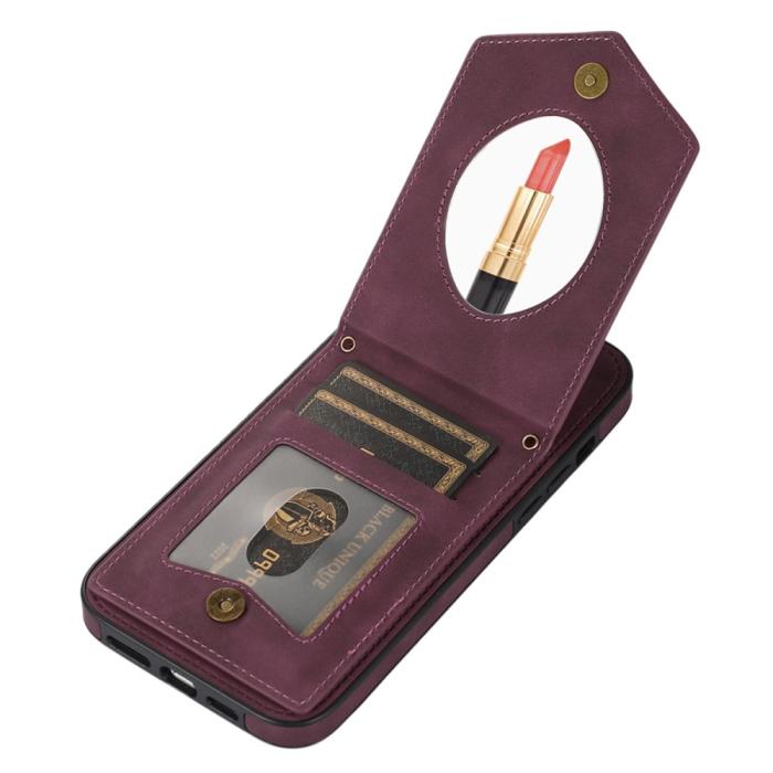 Bild 3, iPhone 15 Skal RFID Kortfack Med Snodd Vinröd