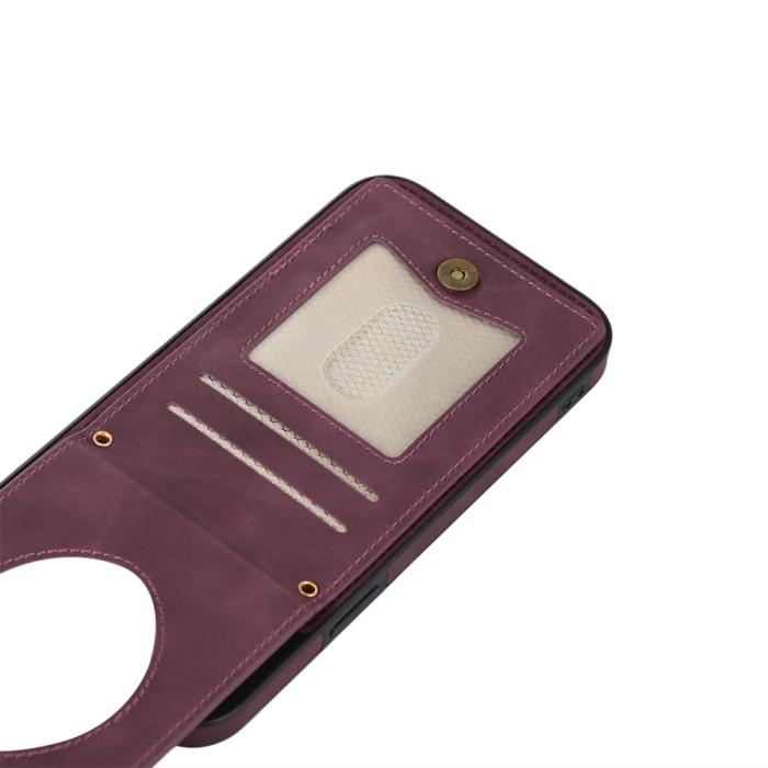 Bild 6, iPhone 15 Skal RFID Kortfack Med Snodd Vinröd
