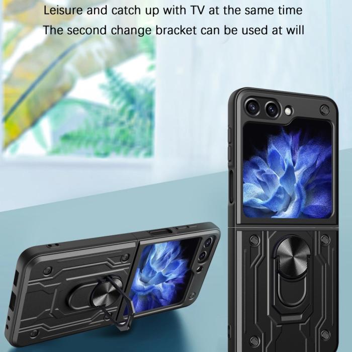 Bild 4, Galaxy Z Flip 6 / 7 FE Skal Armor Hyrbid Ringskal Svart