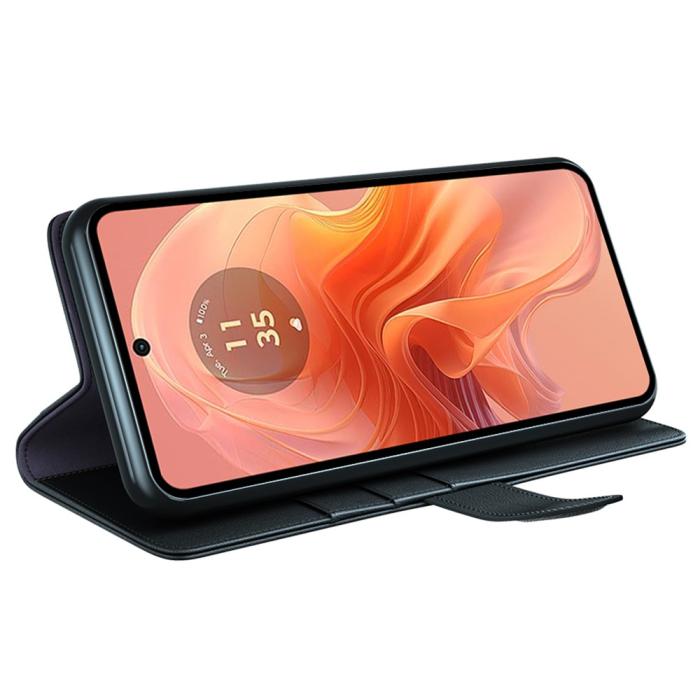 Bild 3, Motorola Moto G04 4G/G24 4G Äkta Läder Fodral Svart