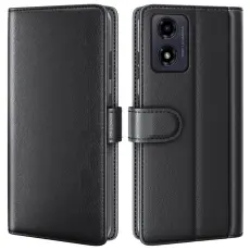 Motorola Moto G04 4G/G24 4G Äkta Läder Fodral Svart