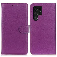 Samsung Galaxy S26 Ultra Fodral Litchi L&auml;der Lila