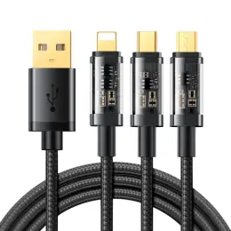 Joyroom 1.2m 3.5A 3in1 USB-C / Lightning / MicroUSB Nylonkabel Svart