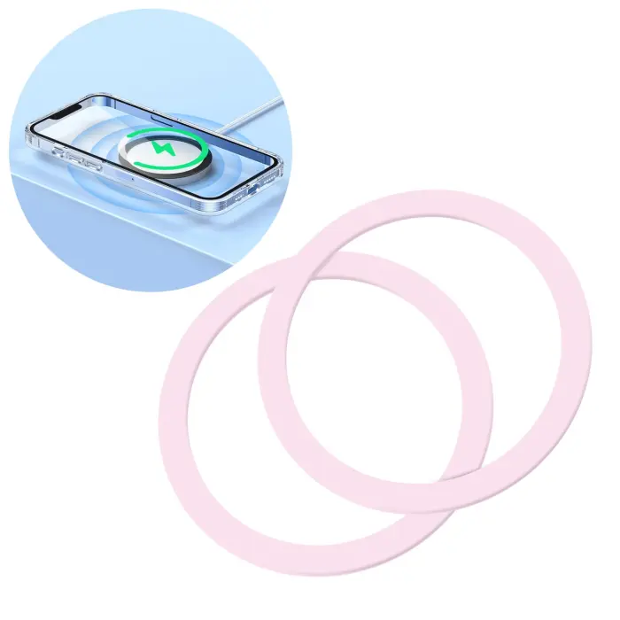 Bild 1, Joyroom 2-PACK MagSafe Magnetiska Metall Ringar Rosa