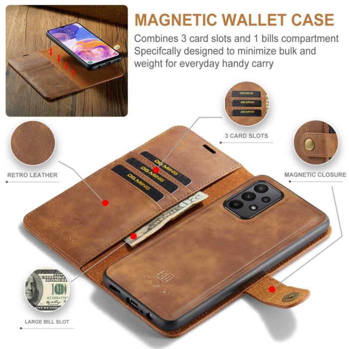 Bild 6, DG.MING Samsung Galaxy A23 5G 2in1 Magnet Fodral / Skal Brun