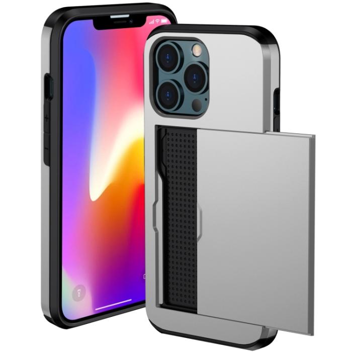 Bild 2, iPhone 14 Pro Max Skal Med Kortfack Silver