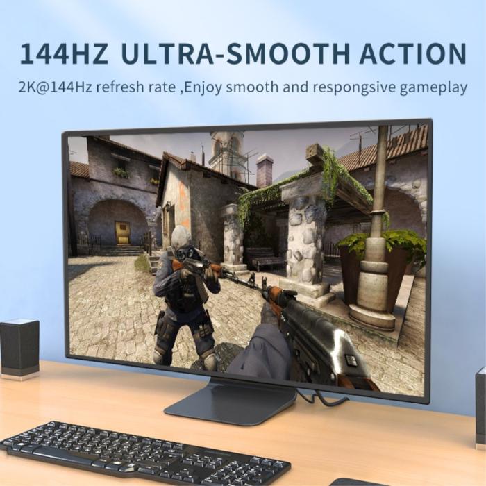 Bild 3, JASOZ 1m Kabel DisplayPort 1.2 - DisplayPort 1.2 (2K@144Hz, 4K@60Hz) Svart