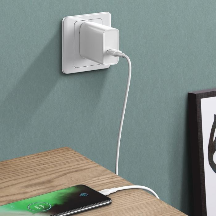 Bild 2, Baseus VOOC 1m 5A USB-C QC3.0 Kabel - Vit