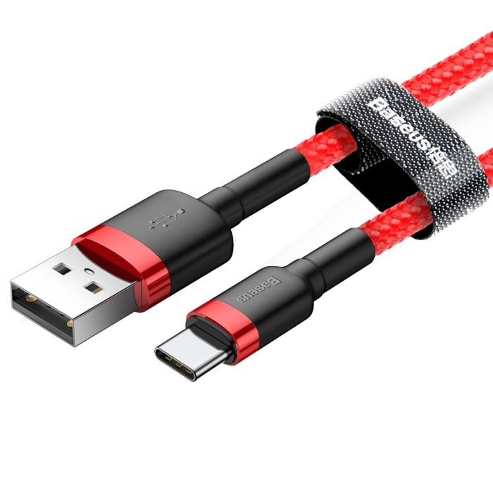 Bild 3, Baseus Cafule 2m USB-C QC3.0 Laddningskabel - Röd