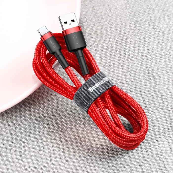 Bild 4, Baseus Cafule 2m USB-C QC3.0 Laddningskabel - Röd