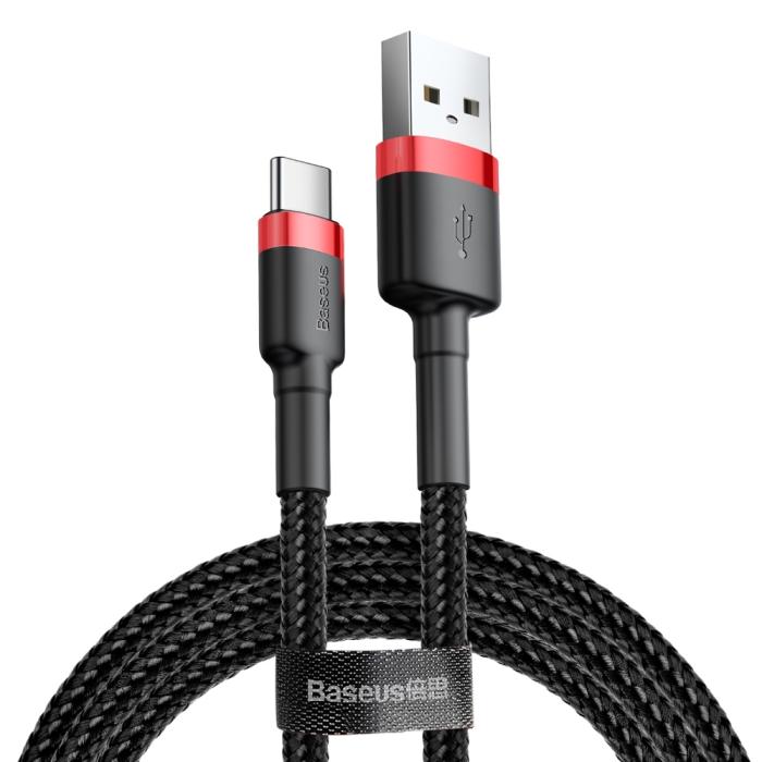 Bild 1, Baseus Cafule 2m USB-C QC3.0 Laddningskabel - Svart/Röd